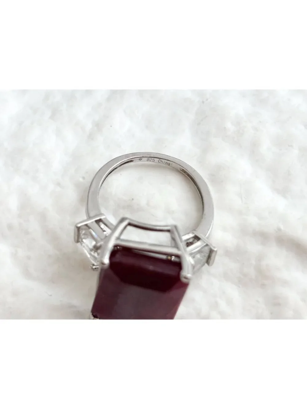 African Red Ruby Gemstone CZ Art Deco Sterling Silver 925 Vintage Ring - sz 6.25